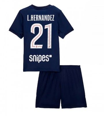 Paris Saint-Germain Lucas Hernandez #21 Hjemmebanetrøje Børn 2025-26 Kortærmet (+ Korte bukser)